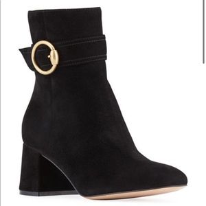 Gianvito Rossi black suede booties with buckle